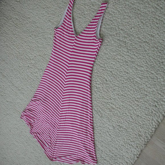 Hot Pink and White Striped Hi Low Dress - Picture 7 of 8